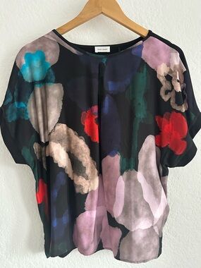 Gerry Weber Black Floral Watercolor Dolman Blouse